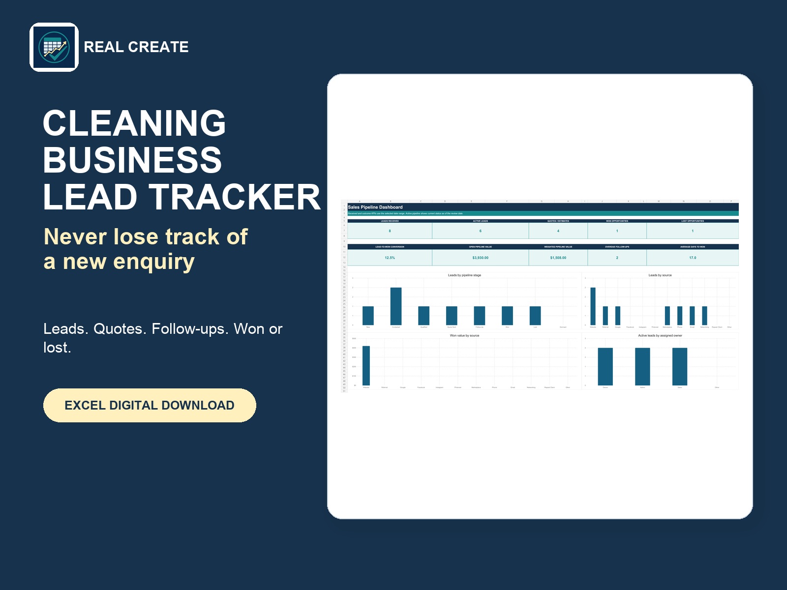 Cleaning Business Lead Tracker preview