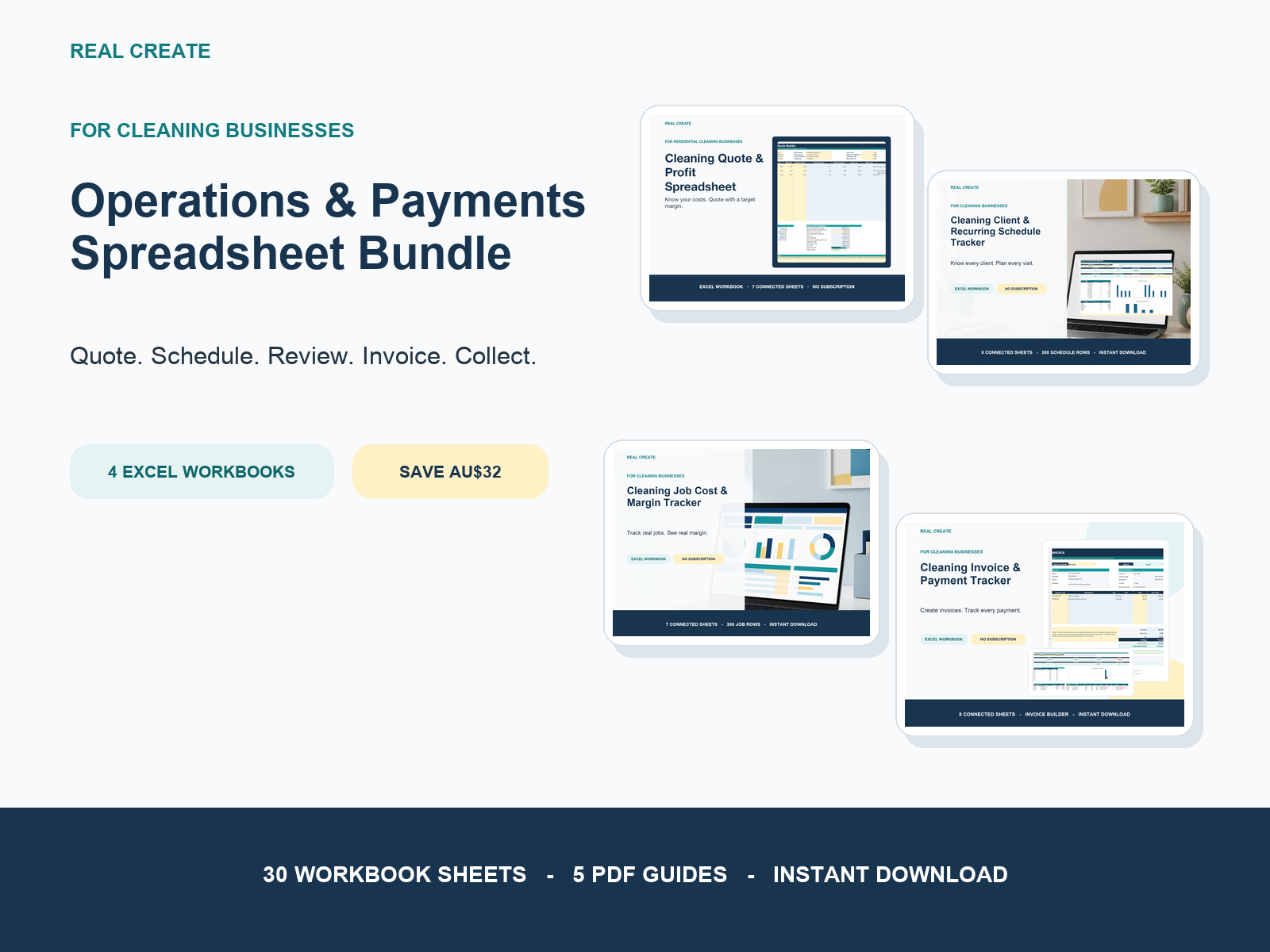 Cleaning Business Finance Spreadsheet Bundle preview